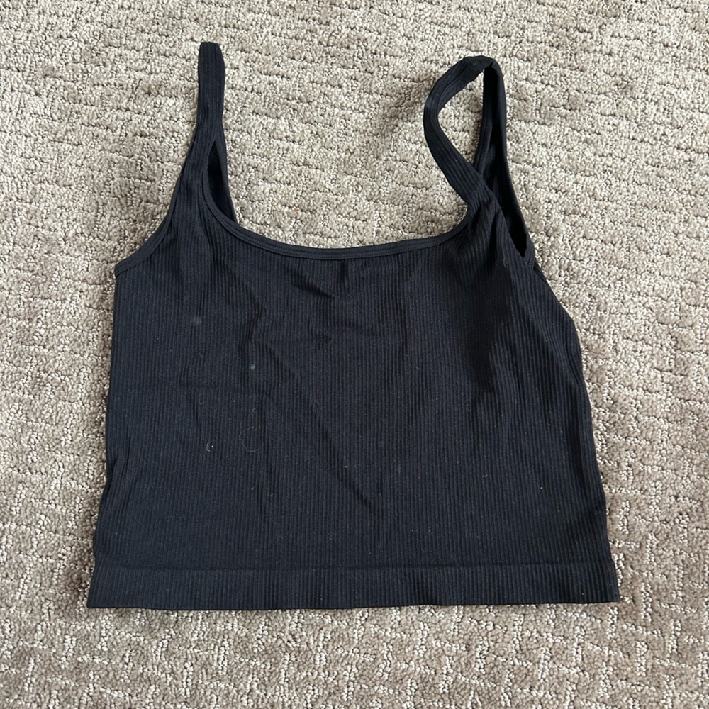 Amazon Black Fitted Crop Tank Top